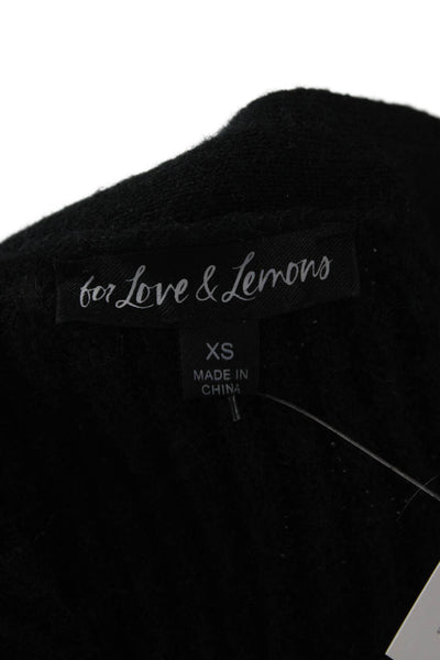 For Love & Lemons Unisex Cardigan Black V Neck Button Long Sleeve Size XS