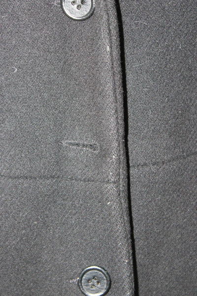 Maje Women Military Coat Black Wool Collared Button Size 36
