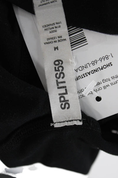 Splits 59 Women Ankle Leggings Black Nylon Spandex Size M