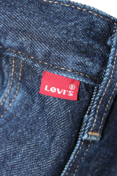 Levis Women A-Line Pleated Mini Skirt Dark Blue 100% Cotton Size 26