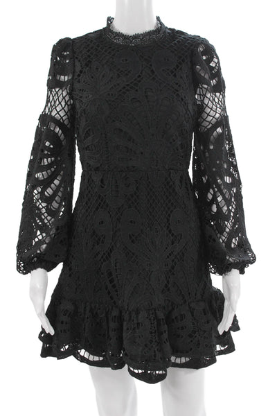 Aqua Womens Fit & Flare Mini Dress Black Gothic High Neck Long Sleeve Size XS