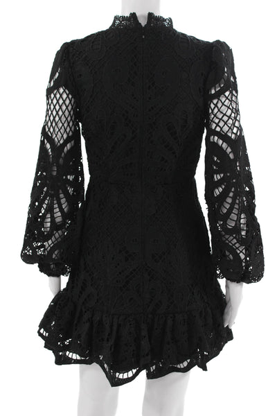 Aqua Womens Fit & Flare Mini Dress Black Gothic High Neck Long Sleeve Size XS
