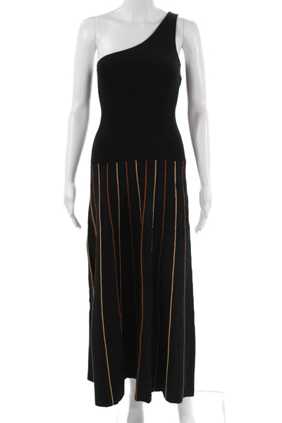 Escvdo Women Maxi Tank Dress Black Striped Polyester Sleeveless Designer Size XS