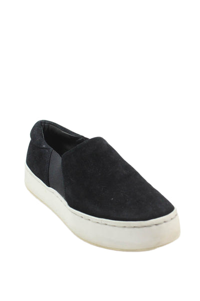 Vince Womens Suede Slip On Platform Loafers Black Size 8.5