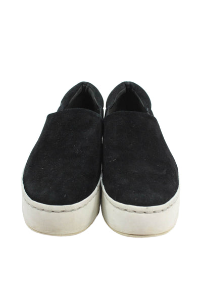 Vince Womens Suede Slip On Platform Loafers Black Size 8.5