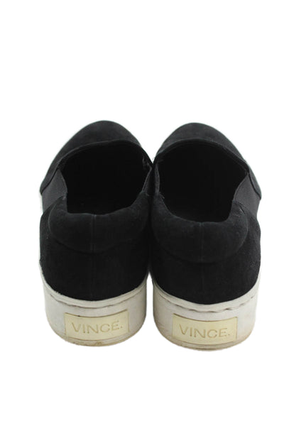 Vince Womens Suede Slip On Platform Loafers Black Size 8.5