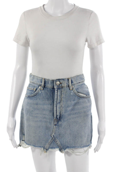 Zara Women Mini A-Line Skort Light Blue Cotton Blend Solid Size S