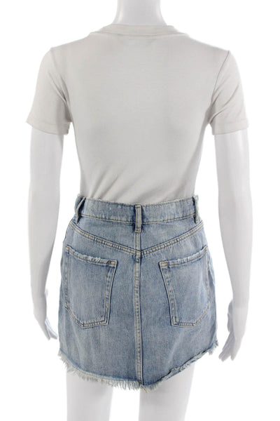 Zara Women Mini A-Line Skort Light Blue Cotton Blend Solid Size S