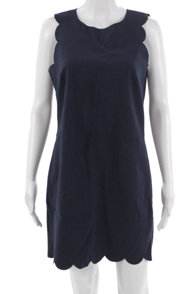 J Crew Women Dark Blue Shift Dress Sleeveless Round Neck Rayon Short Size 4
