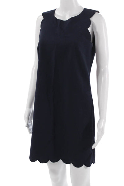 J Crew Women Dark Blue Shift Dress Sleeveless Round Neck Rayon Short Size 4