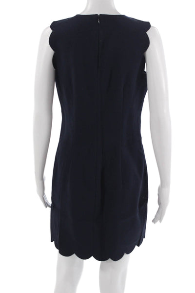 J Crew Women Dark Blue Shift Dress Sleeveless Round Neck Rayon Short Size 4