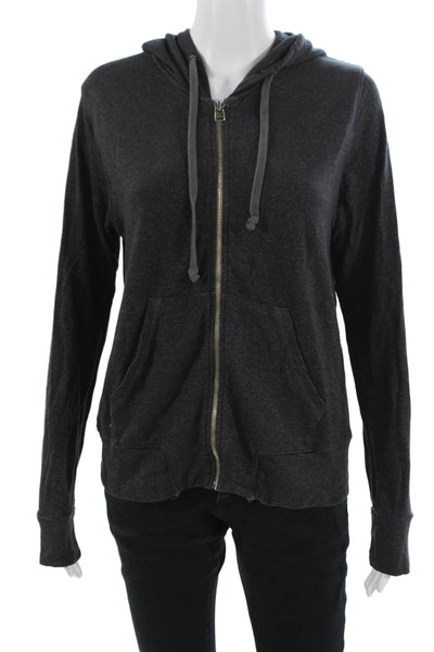 Sundry Womens Full-Zip Hoodie Dark Gray Graphic Print Size 1