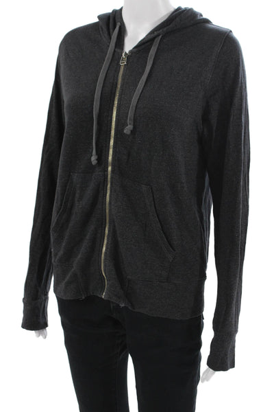 Sundry Womens Full-Zip Hoodie Dark Gray Graphic Print Size 1