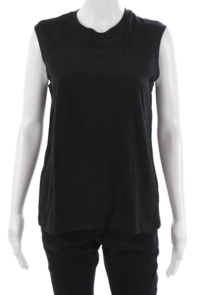ATM Womens Basic Black Cotton Sleeveless Crew Neck Tank Top Size S