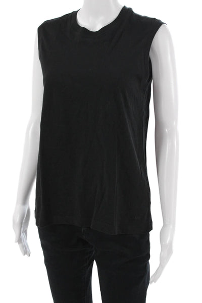 ATM Womens Basic Black Cotton Sleeveless Crew Neck Tank Top Size S