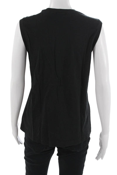 ATM Womens Basic Black Cotton Sleeveless Crew Neck Tank Top Size S