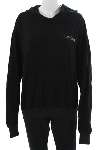 Project Social T Women Pullover Hoodie Black Rayon Cotton Graphic Size XS