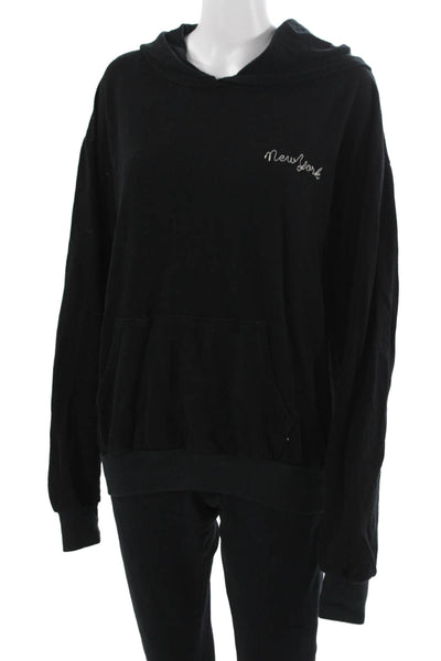 Project Social T Women Pullover Hoodie Black Rayon Cotton Graphic Size XS