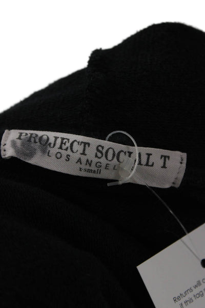 Project Social T Women Pullover Hoodie Black Rayon Cotton Graphic Size XS