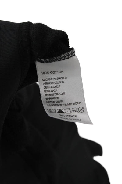Leallo Women Pullover Hoodie Black 100% Cotton Long Sleeve Size M