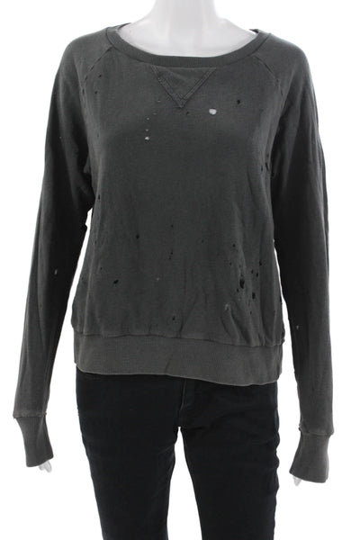 LNA Womens Pullover Sweatshirt Dark Gray Crew Neck Cotton Blend Grunge Size M
