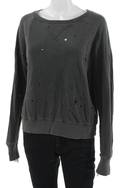 LNA Womens Pullover Sweatshirt Dark Gray Crew Neck Cotton Blend Grunge Size M