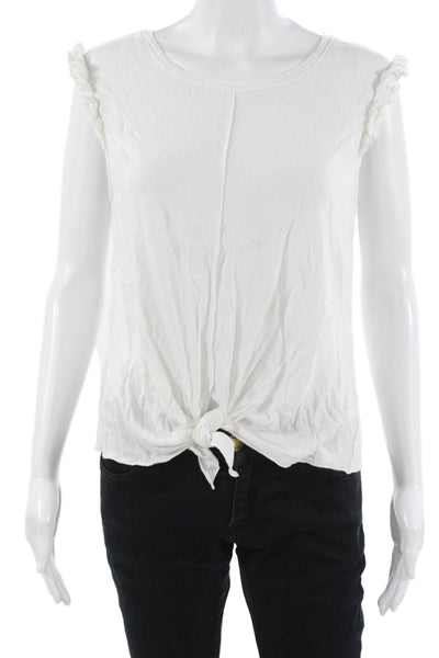 Generation Love Womens Sleeveless T-Shirt White Linen Rayon Tie Top Size M