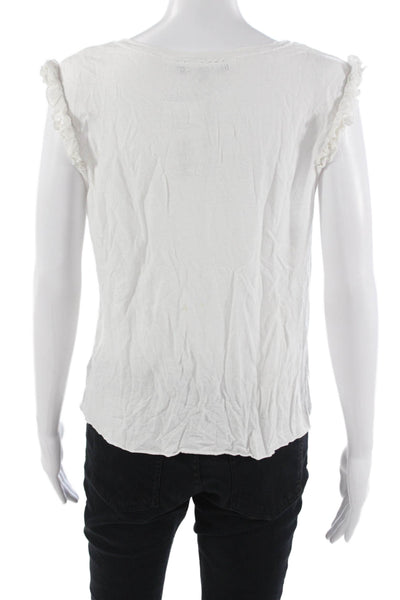 Generation Love Womens Sleeveless T-Shirt White Linen Rayon Tie Top Size M