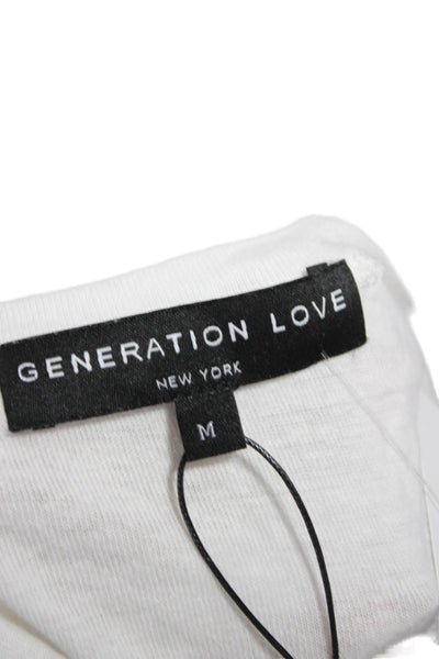Generation Love Womens Sleeveless T-Shirt White Linen Rayon Tie Top Size M