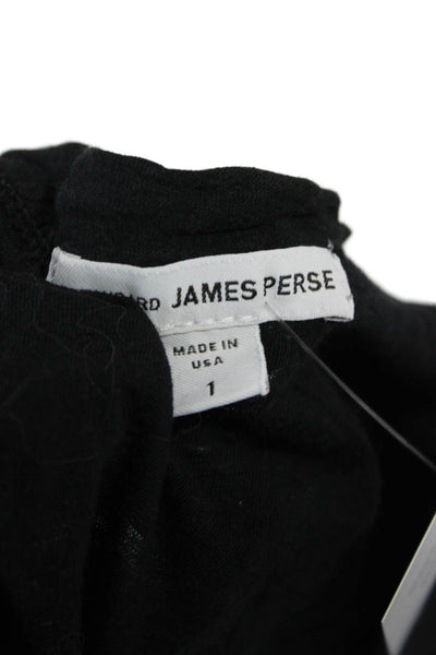 Standard James Perse Womens Cropped Black Cotton Tie Round Neck T-Shirt Size 1