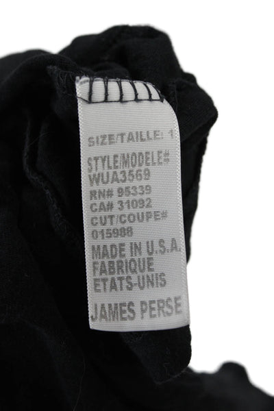 Standard James Perse Womens Cropped Black Cotton Tie Round Neck T-Shirt Size 1