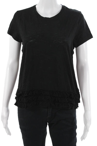 Goldie Womens Basic T-Shirt Black Pima Cotton Crew Neck Short Sleeve Size M