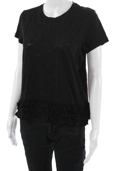 Goldie Womens Basic T-Shirt Black Pima Cotton Crew Neck Short Sleeve Size M