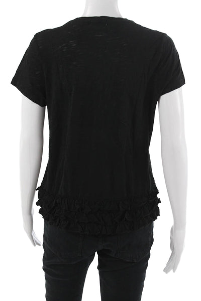 Goldie Womens Basic T-Shirt Black Pima Cotton Crew Neck Short Sleeve Size M