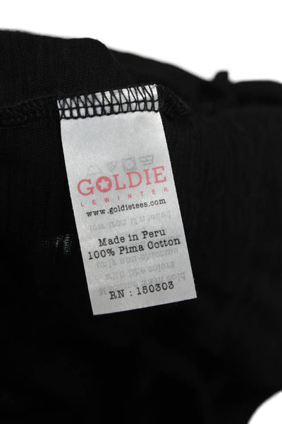 Goldie Womens Basic T-Shirt Black Pima Cotton Crew Neck Short Sleeve Size M