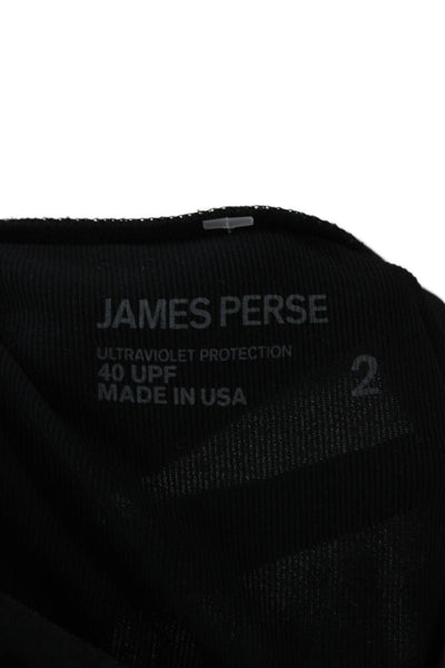 James Perse Mens Black Cartoon Graphic Long Sleeve Crew Neck T-Shirt Size 2