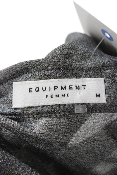 Equipment Femme Womens Silk Button-Up Sleeveless Blouse Dark Gray Size M