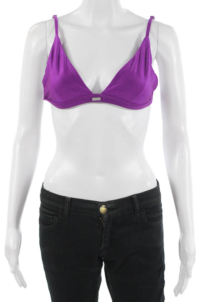 Fae Women Purple 80% Nylon 20% Spandex Solid Bikini Top Size L