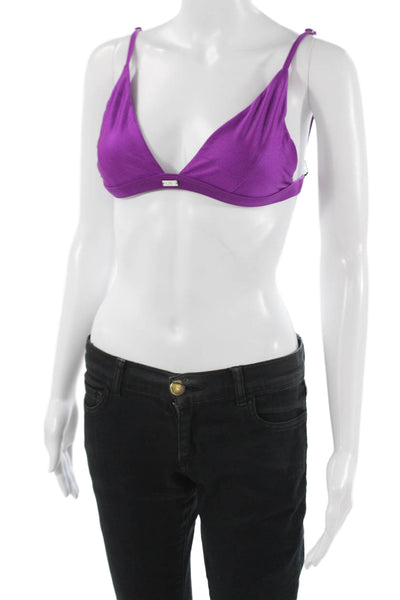 Fae Women Purple 80% Nylon 20% Spandex Solid Bikini Top Size L