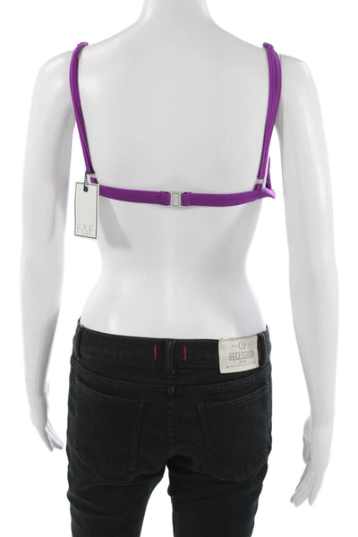 Fae Women Purple 80% Nylon 20% Spandex Solid Bikini Top Size L