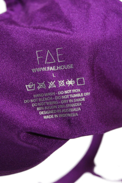 Fae Women Purple 80% Nylon 20% Spandex Solid Bikini Top Size L