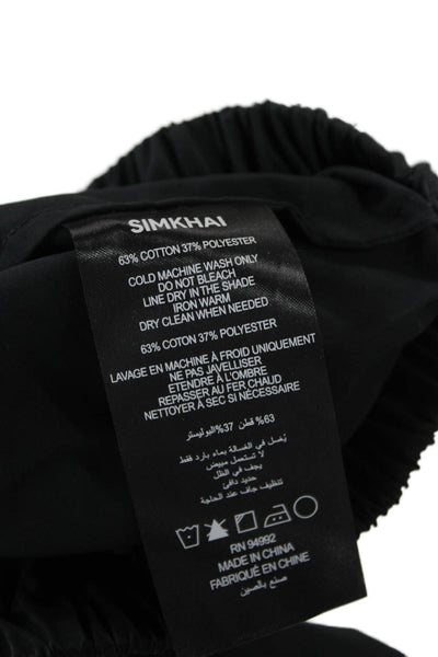 Simkhai Women Cropped Collared Button Up Polo Top Short Sleeve Black Size XS