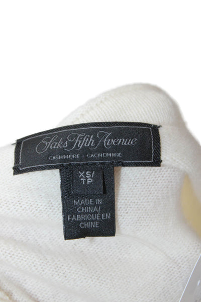 Saks Fifth Avenue Womens Beige 100% Cashmere Cardigan 3/4 Sleeve Size XS