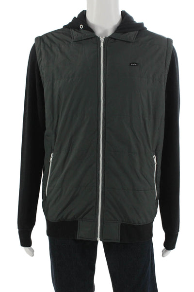 RVCA Mens Quilted Windbreaker Jacket Black High Neck Zip Outdoor Size M