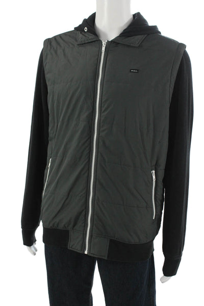 RVCA Mens Quilted Windbreaker Jacket Black High Neck Zip Outdoor Size M