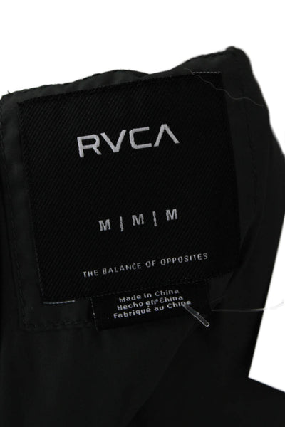 RVCA Mens Quilted Windbreaker Jacket Black High Neck Zip Outdoor Size M