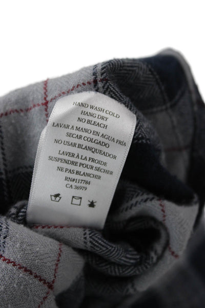 Rails Mens Button Front Collared Plaid Shirt Navy Gray Cotton Size XL