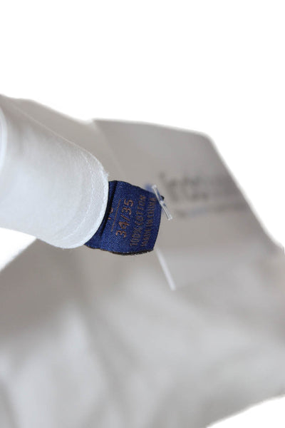 David Donahue Mens Point Collar Dress Shirt White Cotton Long Sleeve Size 16