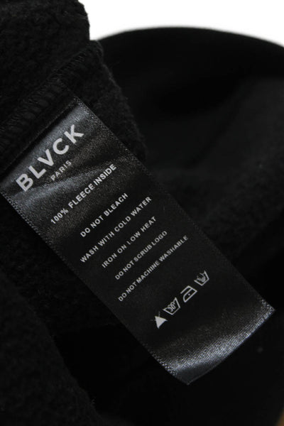 BLVCK Mens Pullover Hoodie Black Fleece Drawstring Graphic Size S