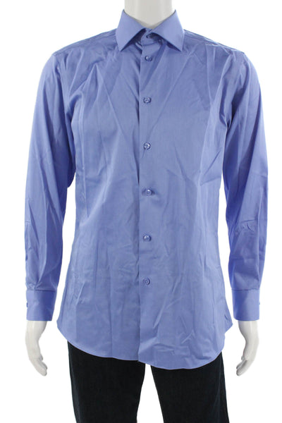Blu Mens Point Spread Collar Dress Shirt Blue 100% Cotton Long Sleeve Size 15.5